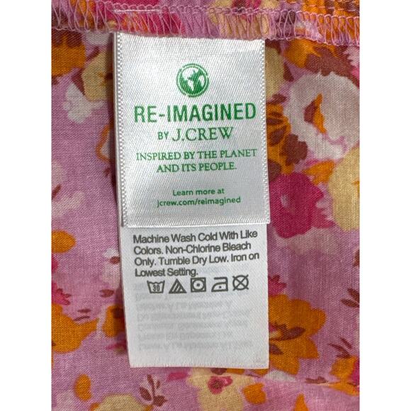 J. Crew Floral Ruffleneck Shirt Blouse Pink and Orange Size XXS - Picture 7 of 12